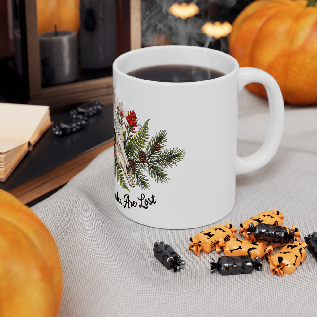 Adventure Compass Ceramic Mug — "Not All Who Wander Are Lost" Coffee Cup