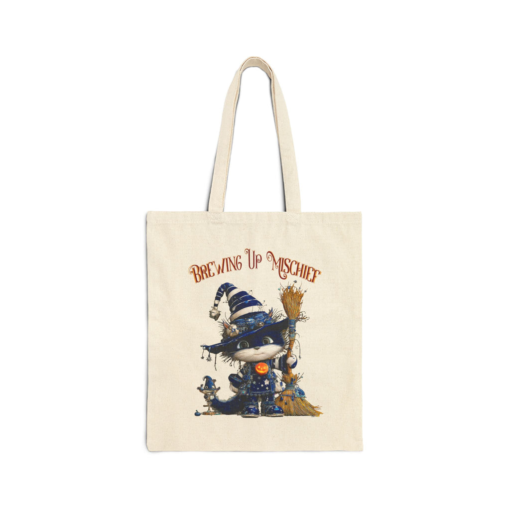 Brewing Up Mischief Halloween Witch Canvas Tote Bag