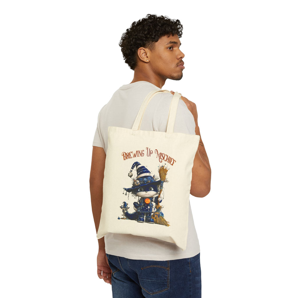 Brewing Up Mischief Halloween Witch Canvas Tote Bag