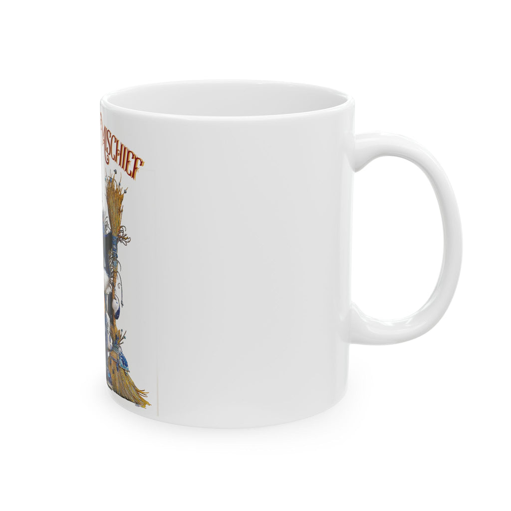 Brewing Up Mischief Ceramic Mug — Cute Witch Cat Halloween Coffee Cup (11oz & 15oz)