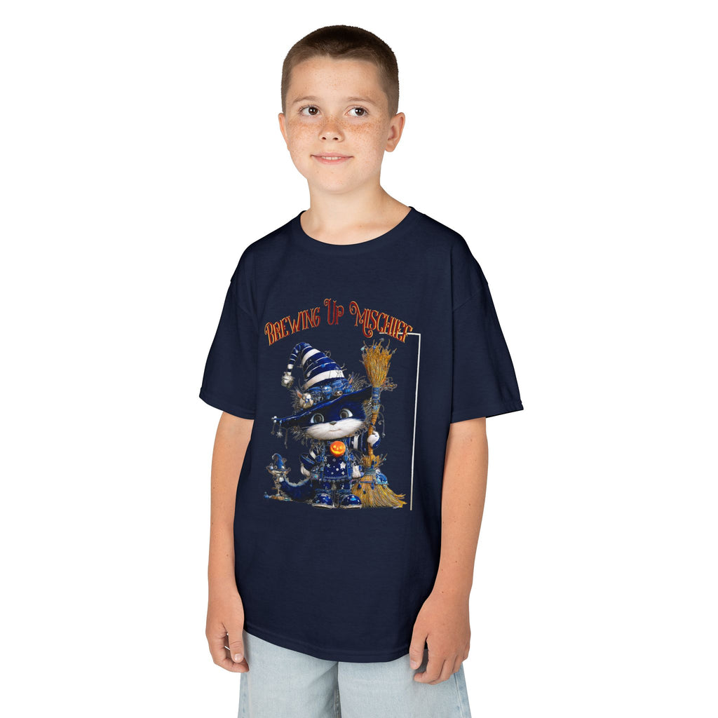 Kids Tee — 'Brewing Up Mischief' Wizard Cat Graphic Shirt