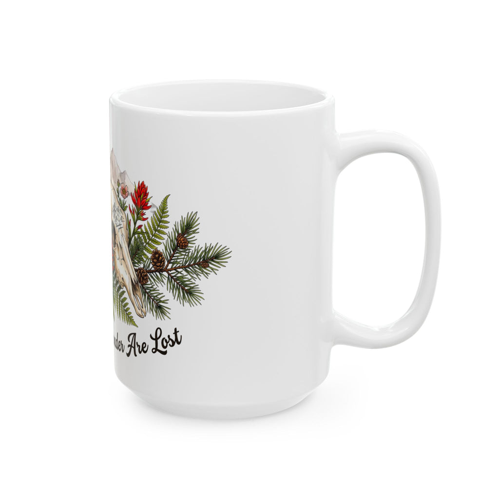 Adventure Compass Ceramic Mug — "Not All Who Wander Are Lost" Coffee Cup