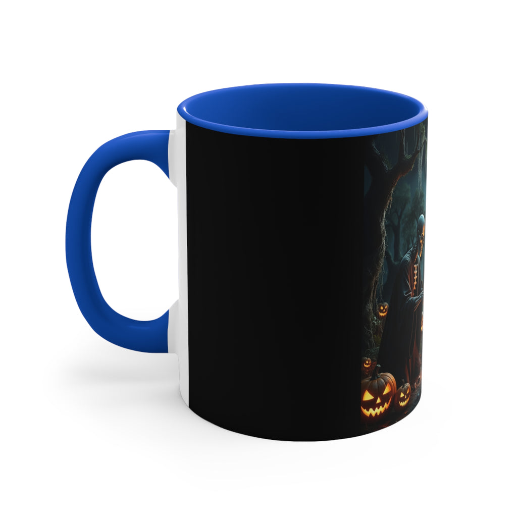 Halloween Skeleton Cauldron Mug — Spooky Pumpkin Night Coffee Cup