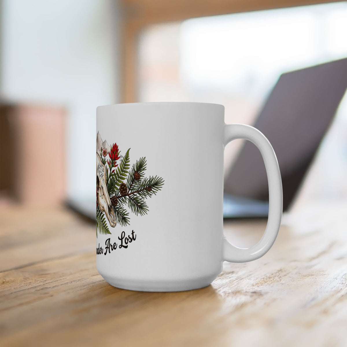 Adventure Compass Ceramic Mug — "Not All Who Wander Are Lost" Coffee Cup