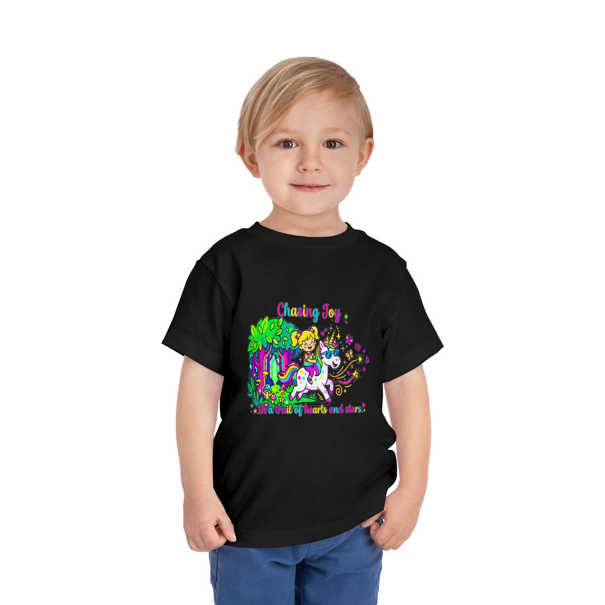 Chasing Joy Unicorn Toddler Tee — Colorful Magical Adventure Shirt