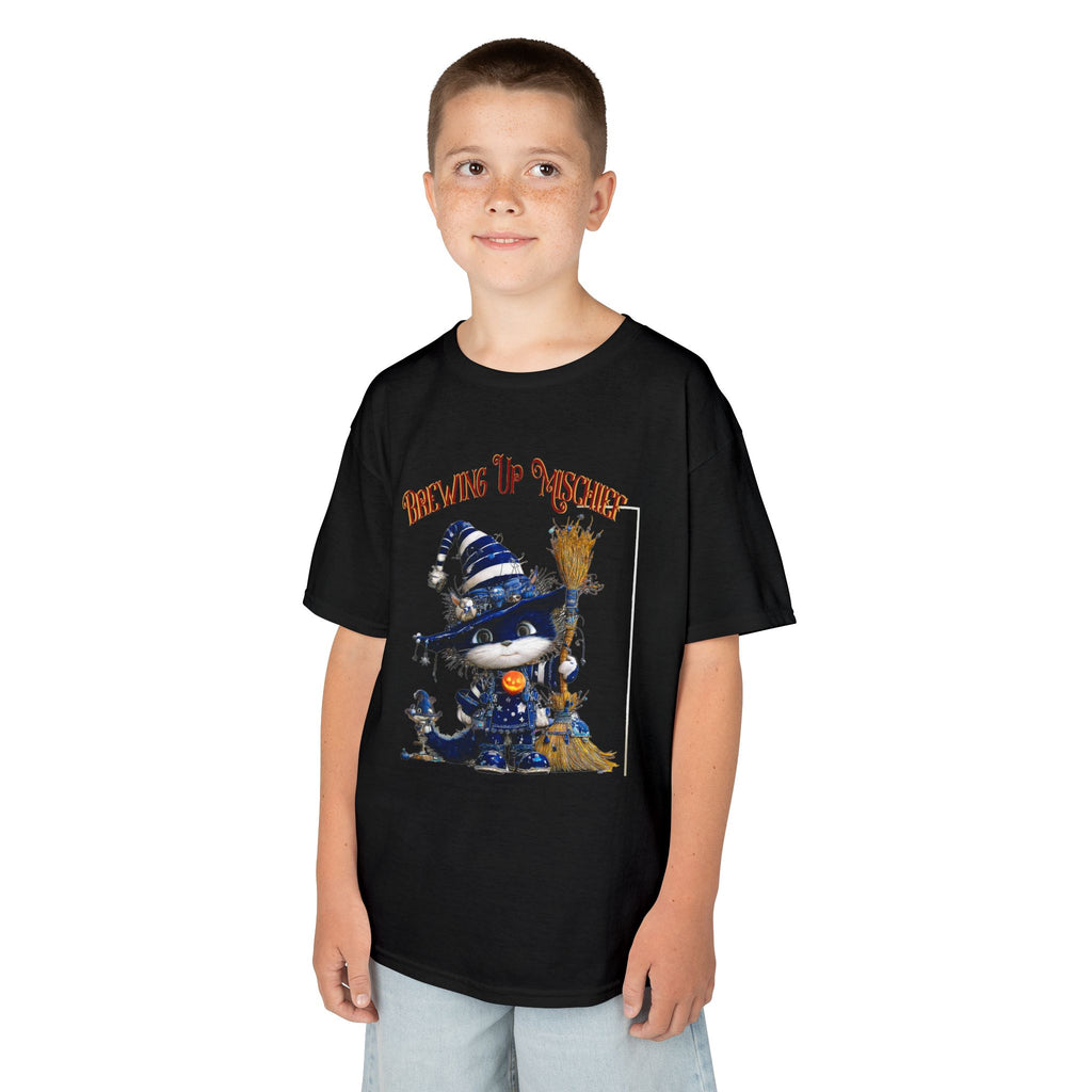 Kids Tee — 'Brewing Up Mischief' Wizard Cat Graphic Shirt