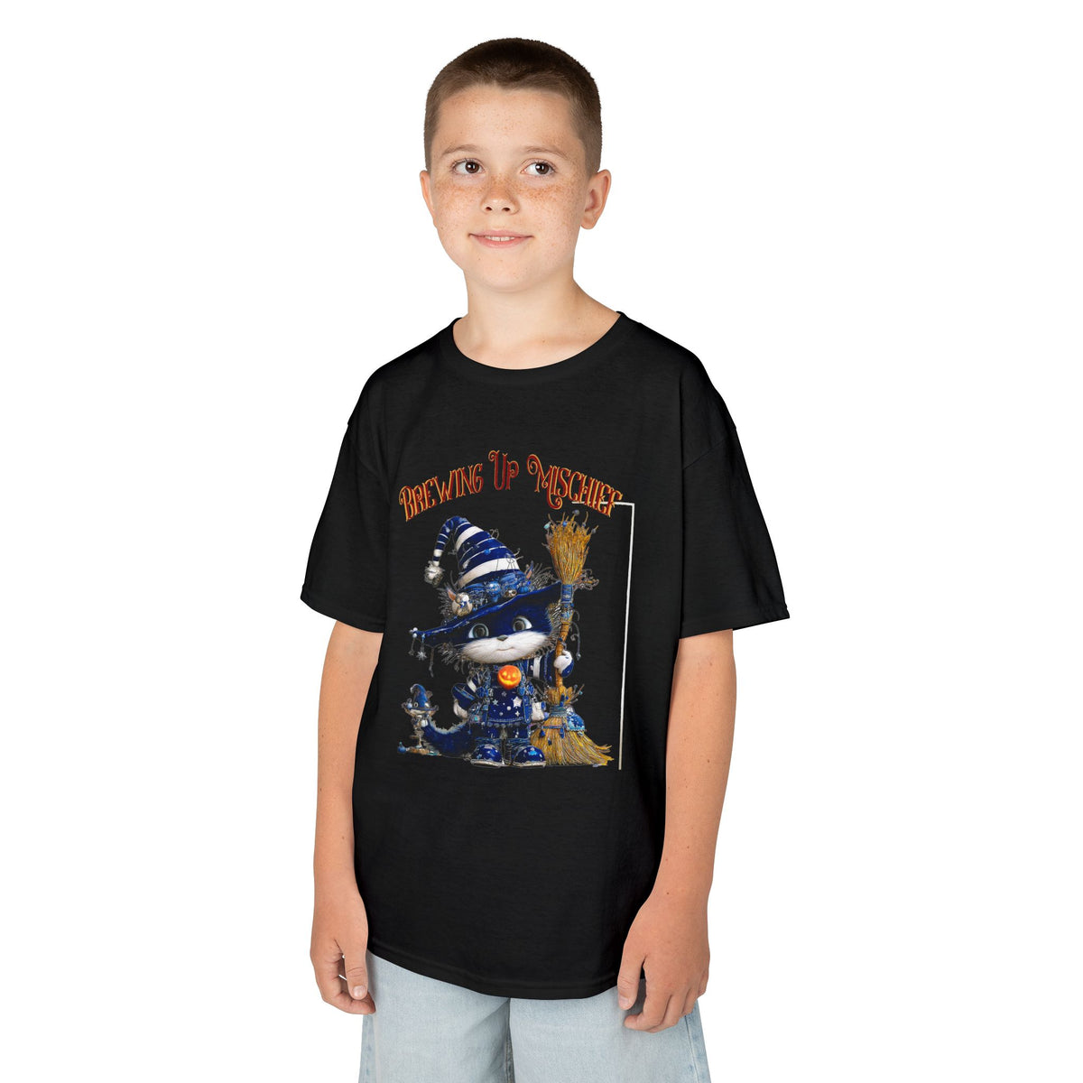 Kids Tee — 'Brewing Up Mischief' Wizard Cat Graphic Shirt
