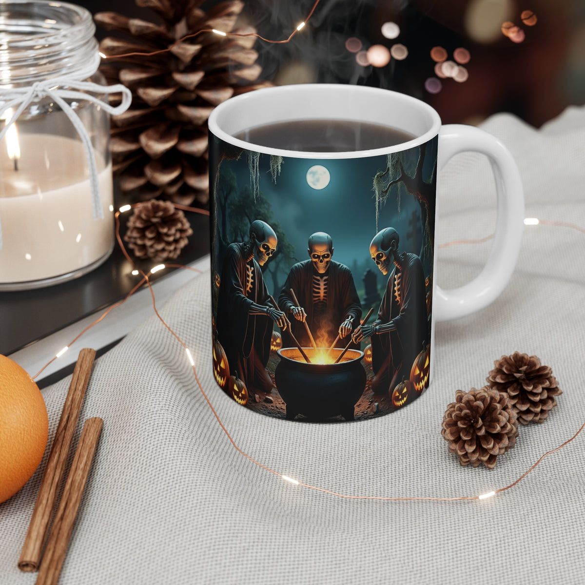 Halloween Cauldron Mug — Spooky Night Pumpkin & Witchcraft Coffee Cup