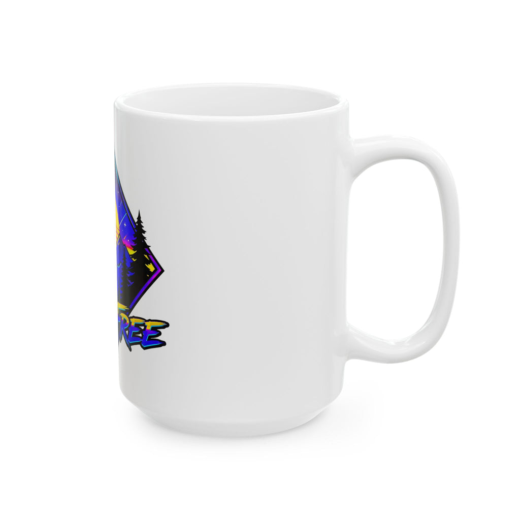 Roam Free Mountain Sunset Ceramic Mug — Adventure Travel Coffee Cup (11oz/15oz)