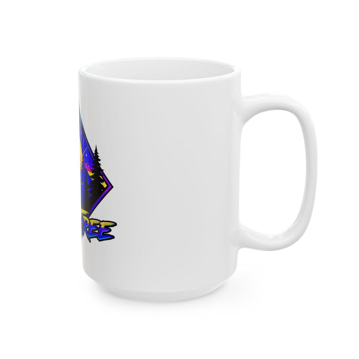 Roam Free Mountain Sunset Ceramic Mug — Adventure Travel Coffee Cup (11oz/15oz)