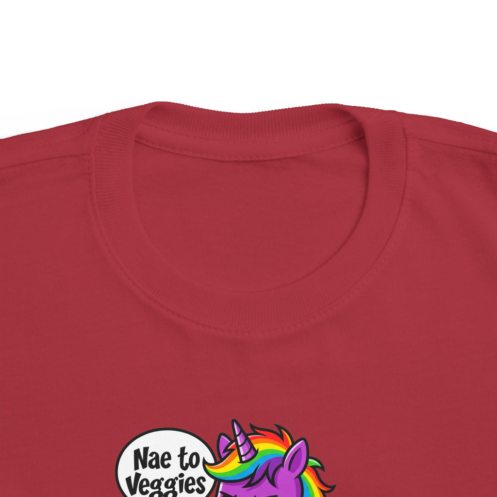 Toddler Unicorn Tee — Cute Purple Unicorn Saying "Nae to Veggies"