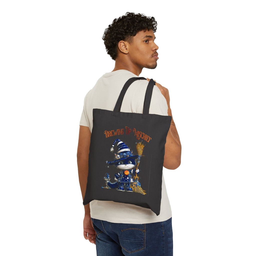 Brewing Up Mischief Halloween Witch Canvas Tote Bag