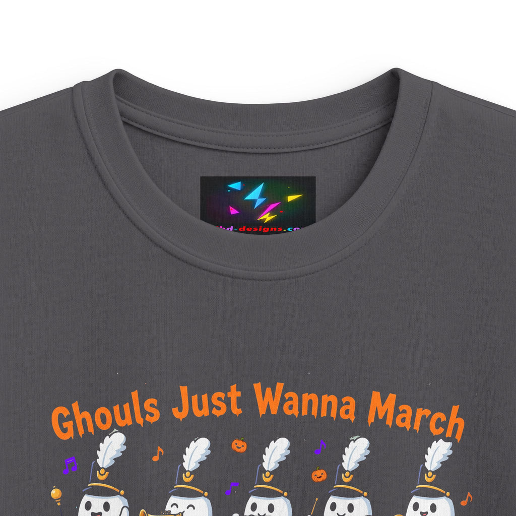 Kids Halloween T‑Shirt — "Ghouls Just Wanna March" Ghost Parade Tee