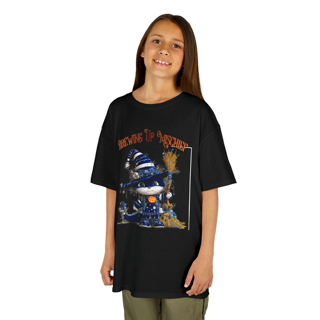 Kids Tee — 'Brewing Up Mischief' Wizard Cat Graphic Shirt