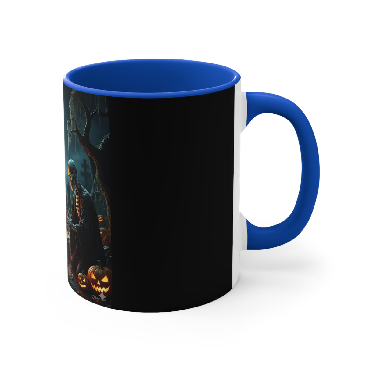 Halloween Skeleton Cauldron Mug — Spooky Pumpkin Night Coffee Cup