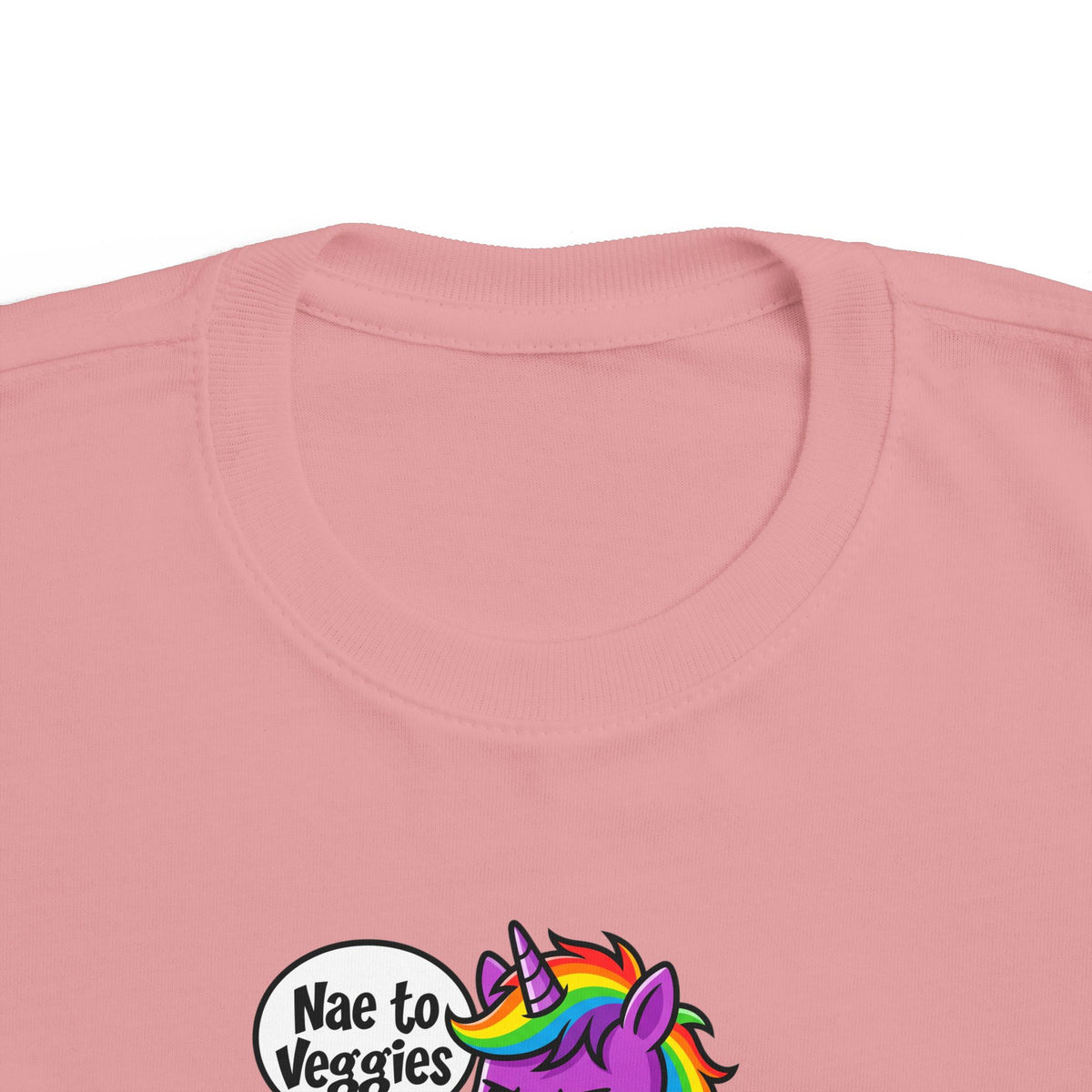 Toddler Unicorn Tee — Cute Purple Unicorn Saying "Nae to Veggies"
