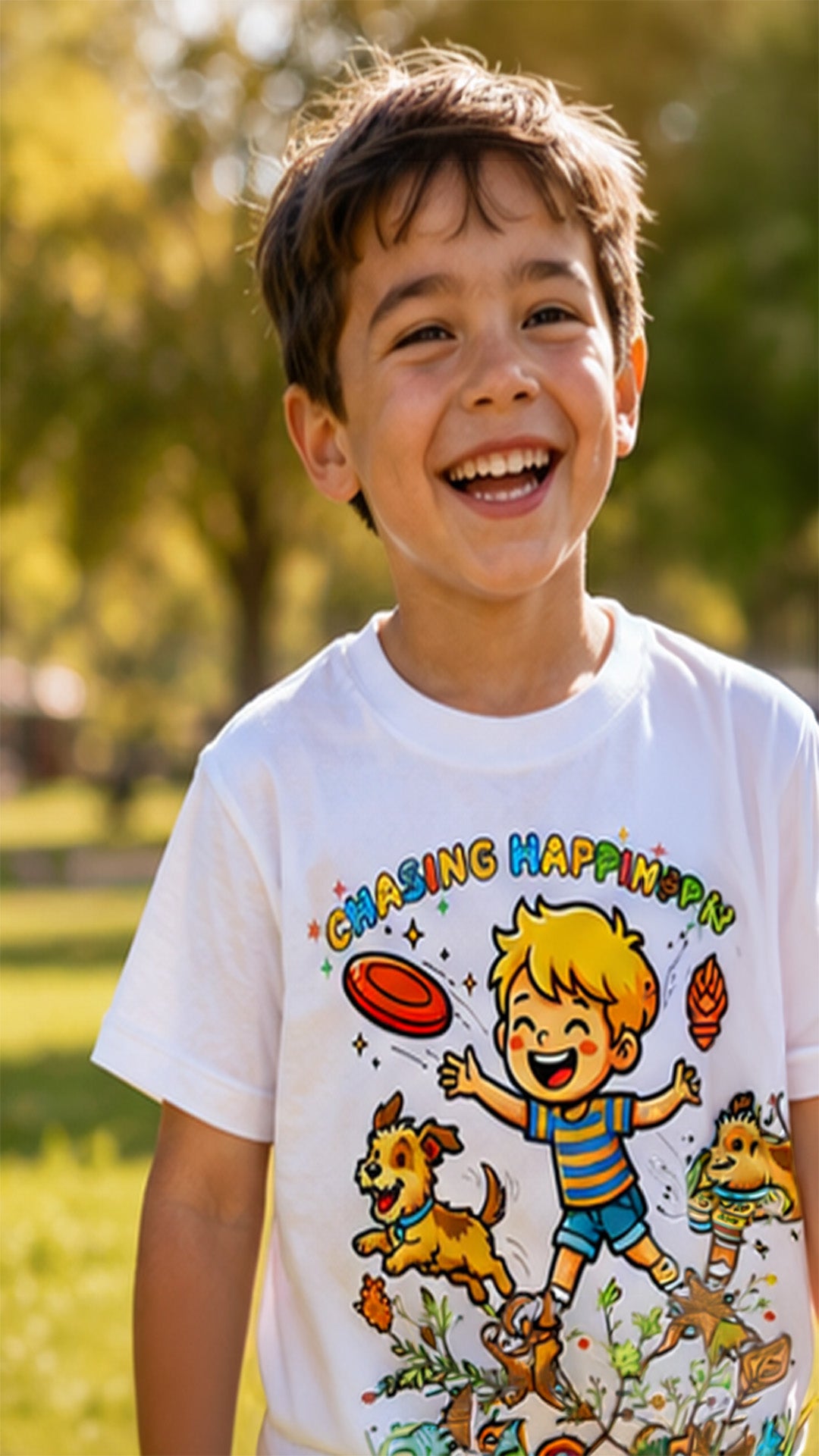 Toddler T-Shirt — "Chasing Happiness One Paw at a Time" Cute Dog & Boy Playtop