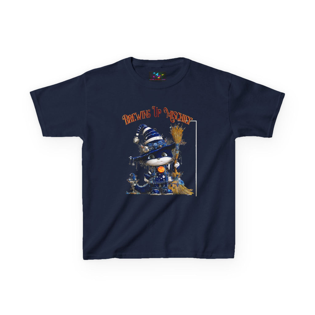 Kids Tee — 'Brewing Up Mischief' Wizard Cat Graphic Shirt