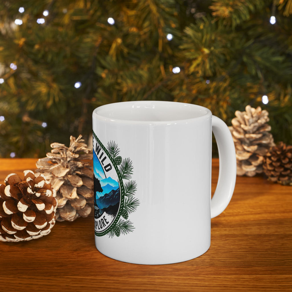 Into The Wild Ceramic Mug — "Seek & Explore" Bear Mountain Coffee Cup (11oz/15oz)