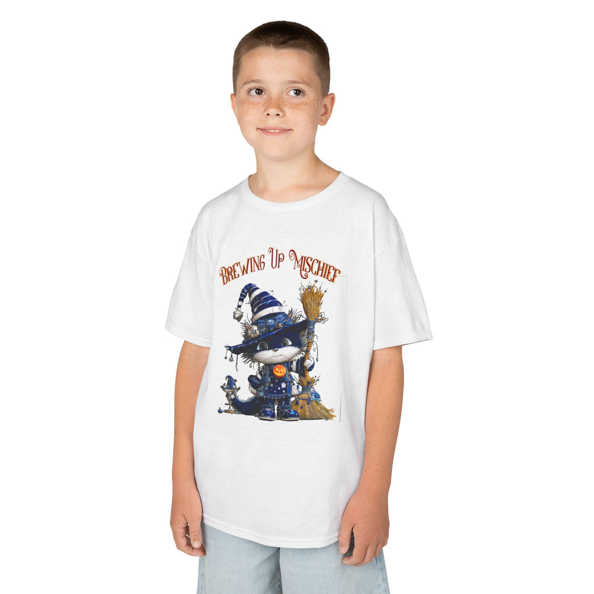 Kids Tee — 'Brewing Up Mischief' Wizard Cat Graphic Shirt