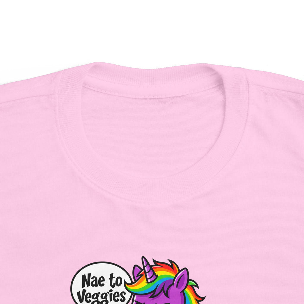 Toddler Unicorn Tee — Cute Purple Unicorn Saying "Nae to Veggies"