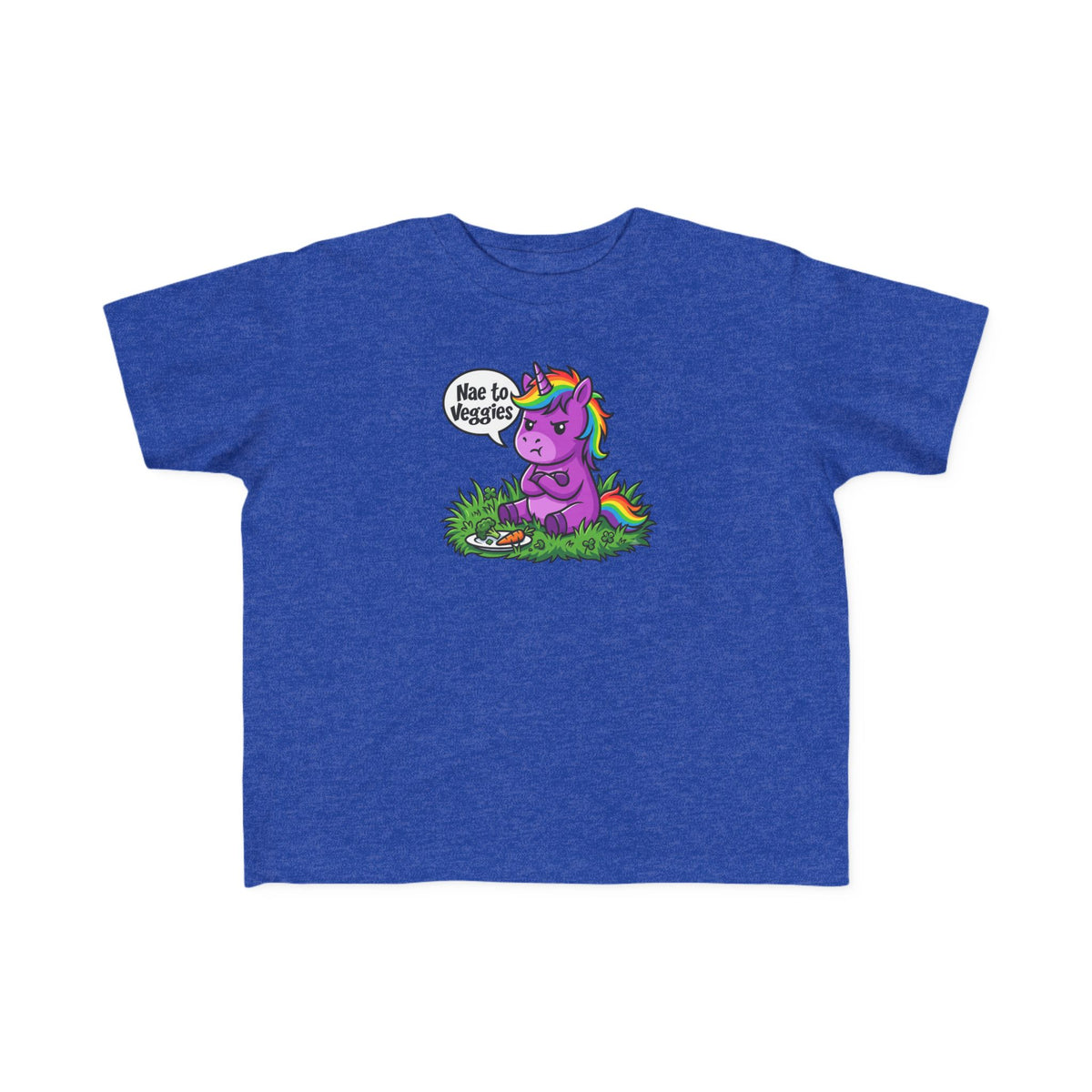 Toddler Unicorn Tee — Cute Purple Unicorn Saying "Nae to Veggies"