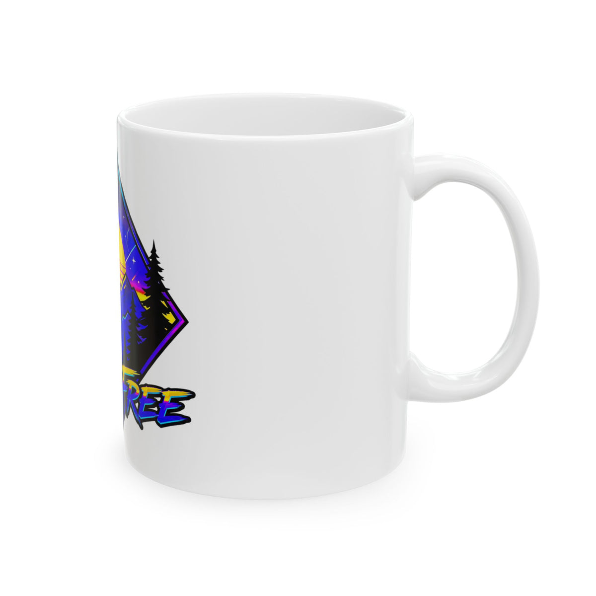 Roam Free Mountain Sunset Ceramic Mug — Adventure Travel Coffee Cup (11oz/15oz)