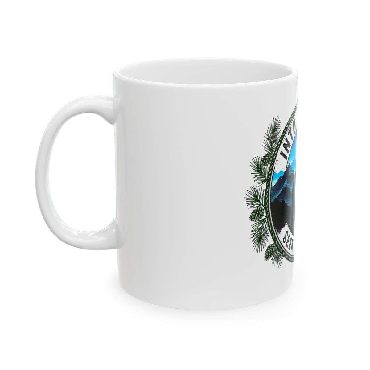 Into The Wild Ceramic Mug — "Seek & Explore" Bear Mountain Coffee Cup (11oz/15oz)