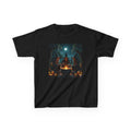 Kids Halloween Witch Campfire T‑Shirt — Spooky Pumpkin Night Tee