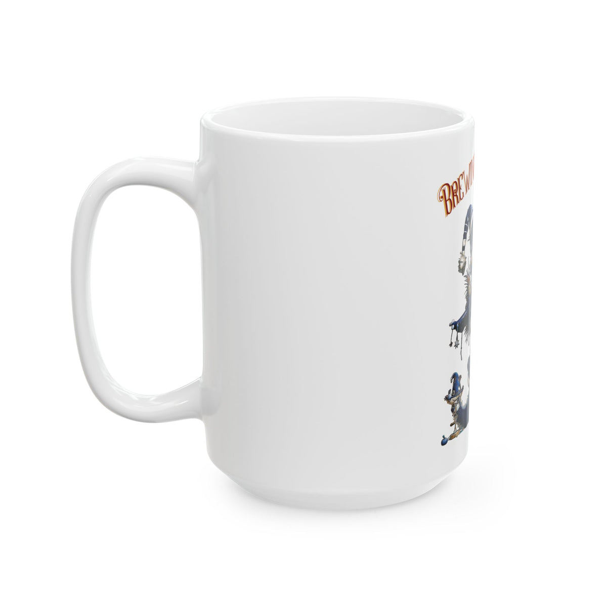 Brewing Up Mischief Ceramic Mug — Cute Witch Cat Halloween Coffee Cup (11oz & 15oz)