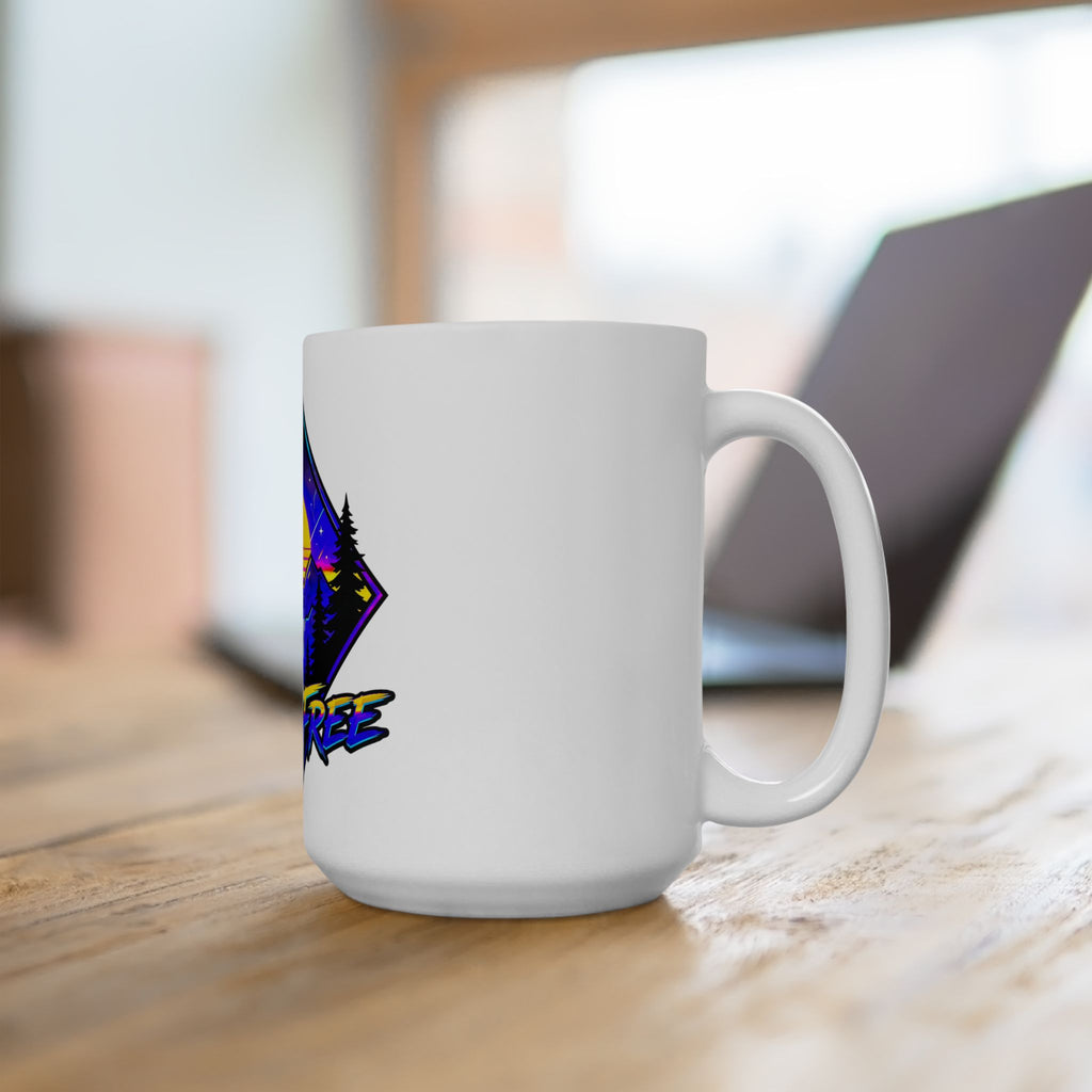 Roam Free Mountain Sunset Ceramic Mug — Adventure Travel Coffee Cup (11oz/15oz)