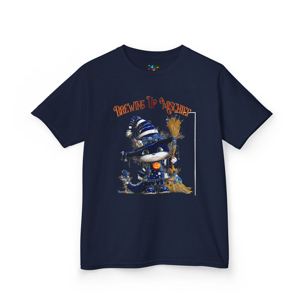 Kids Tee — 'Brewing Up Mischief' Wizard Cat Graphic Shirt