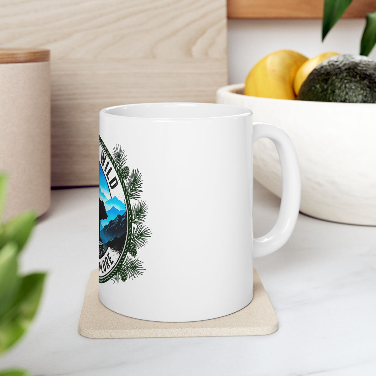 Into The Wild Ceramic Mug — "Seek & Explore" Bear Mountain Coffee Cup (11oz/15oz)
