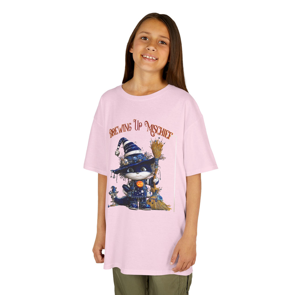 Kids Tee — 'Brewing Up Mischief' Wizard Cat Graphic Shirt