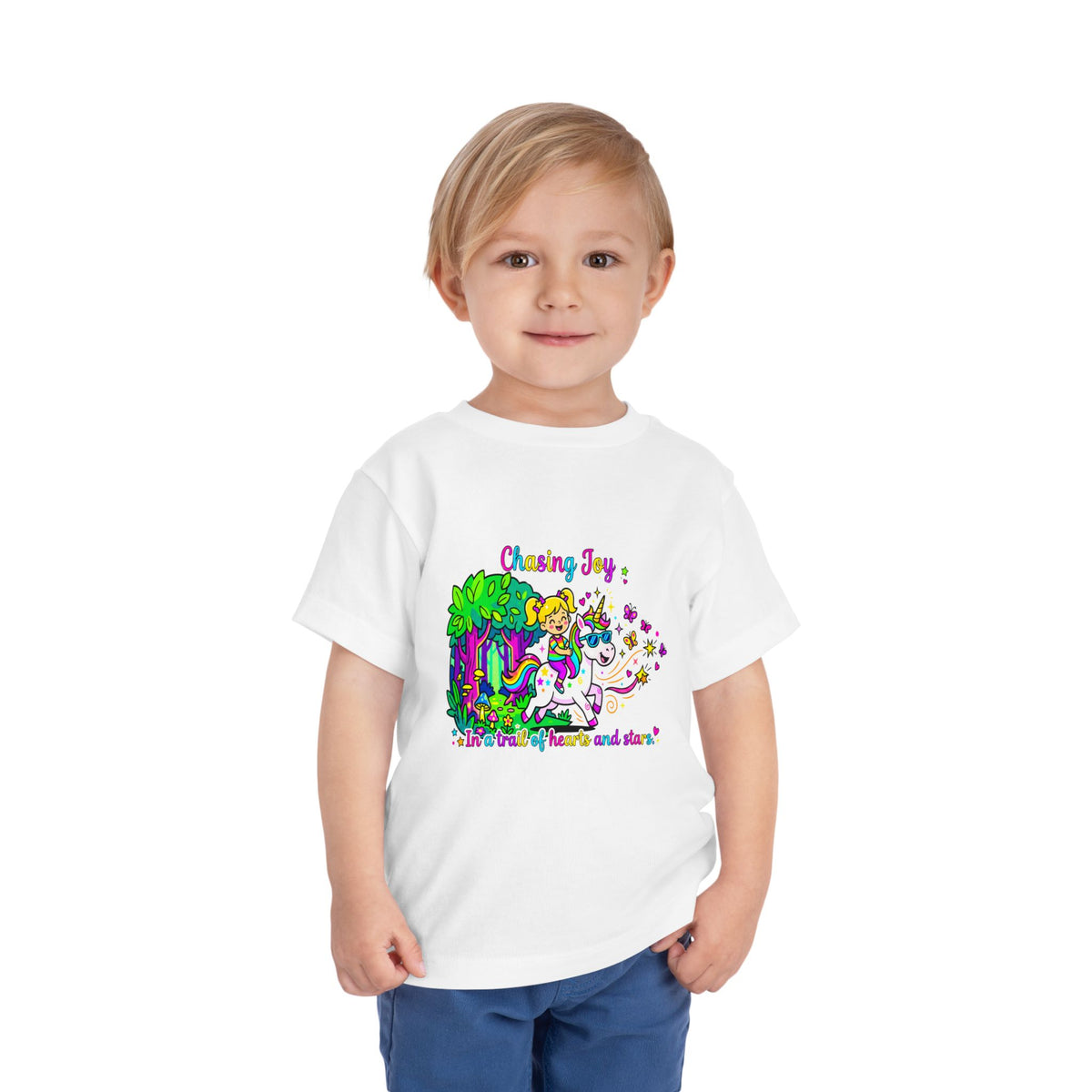 Chasing Joy Unicorn Toddler Tee — Colorful Magical Adventure Shirt