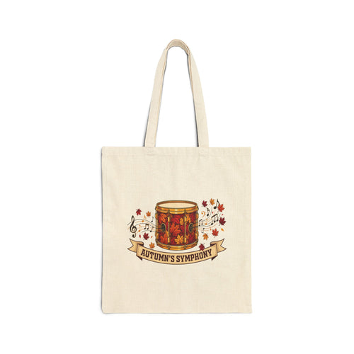 Autumn's Symphony Canvas Tote — Fall Leaves Drum Design