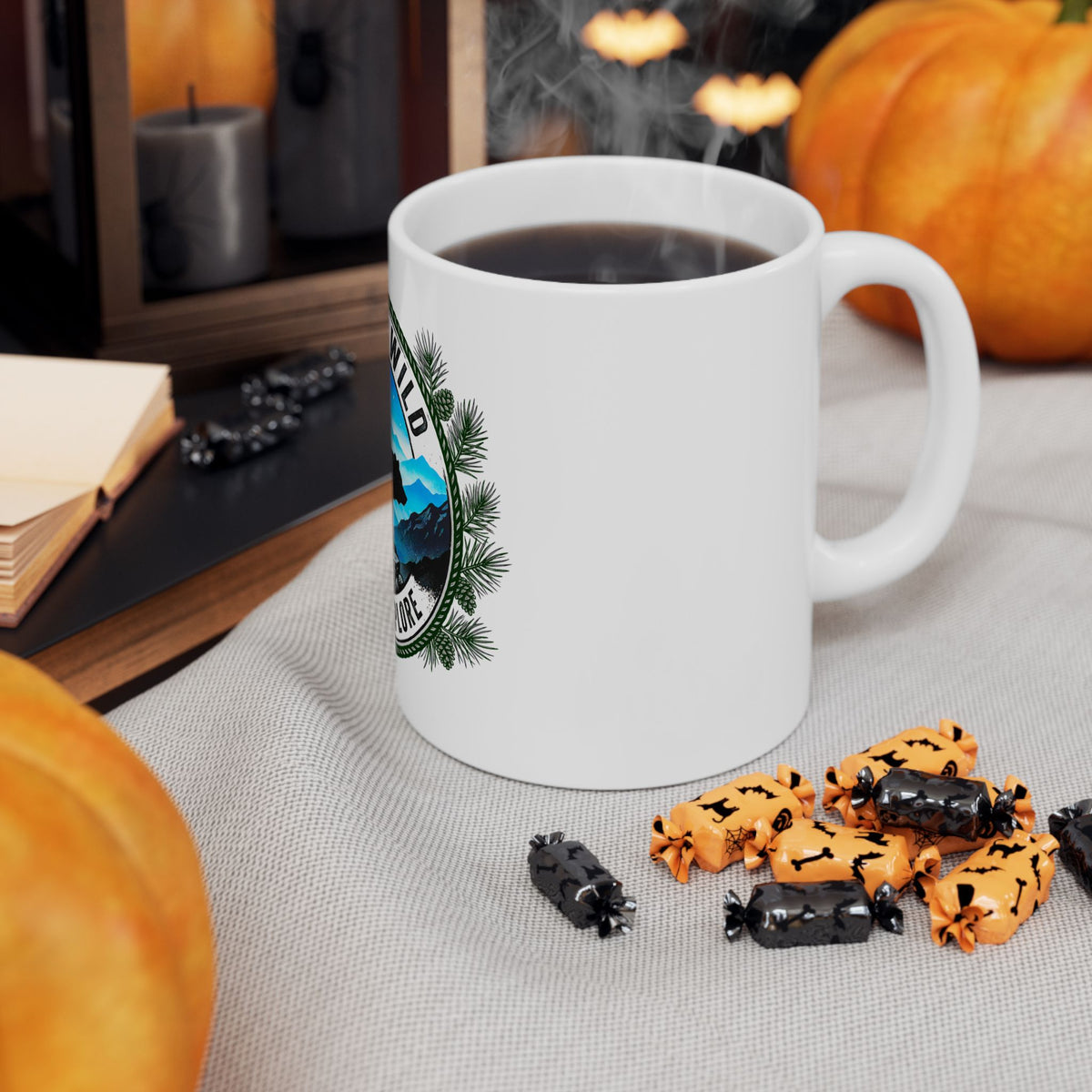Into The Wild Ceramic Mug — "Seek & Explore" Bear Mountain Coffee Cup (11oz/15oz)