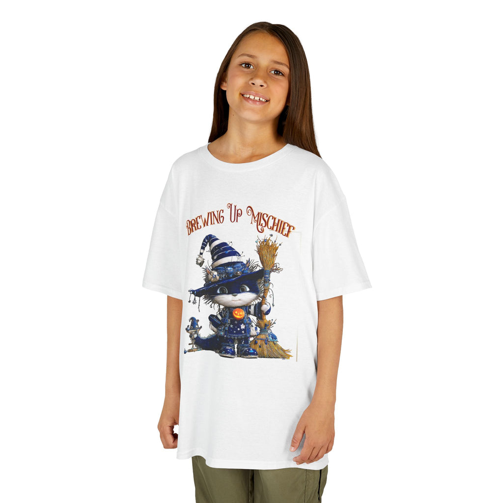 Kids Tee — 'Brewing Up Mischief' Wizard Cat Graphic Shirt