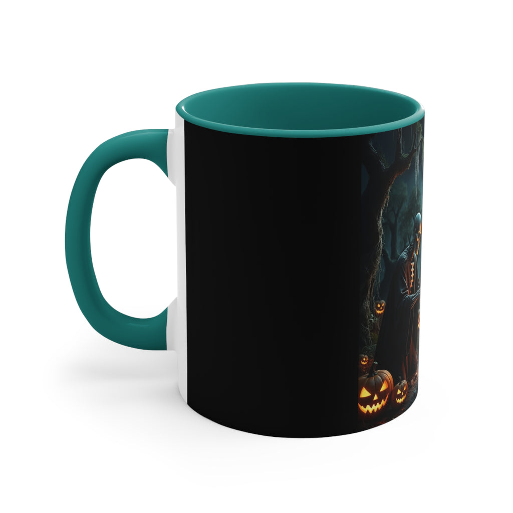 Halloween Skeleton Cauldron Mug — Spooky Pumpkin Night Coffee Cup