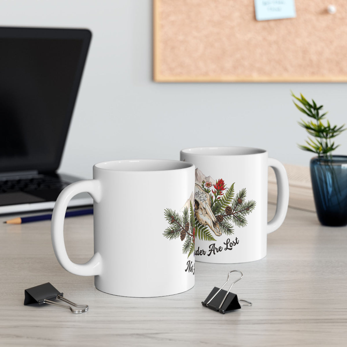 Adventure Compass Ceramic Mug — "Not All Who Wander Are Lost" Coffee Cup