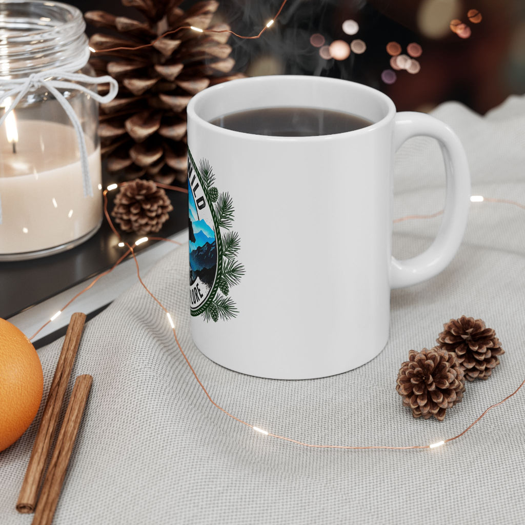 Into The Wild Ceramic Mug — "Seek & Explore" Bear Mountain Coffee Cup (11oz/15oz)