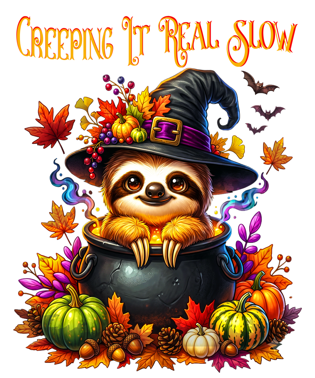 Creeping It Real Slow Sloth Witch Halloween T-Shirt