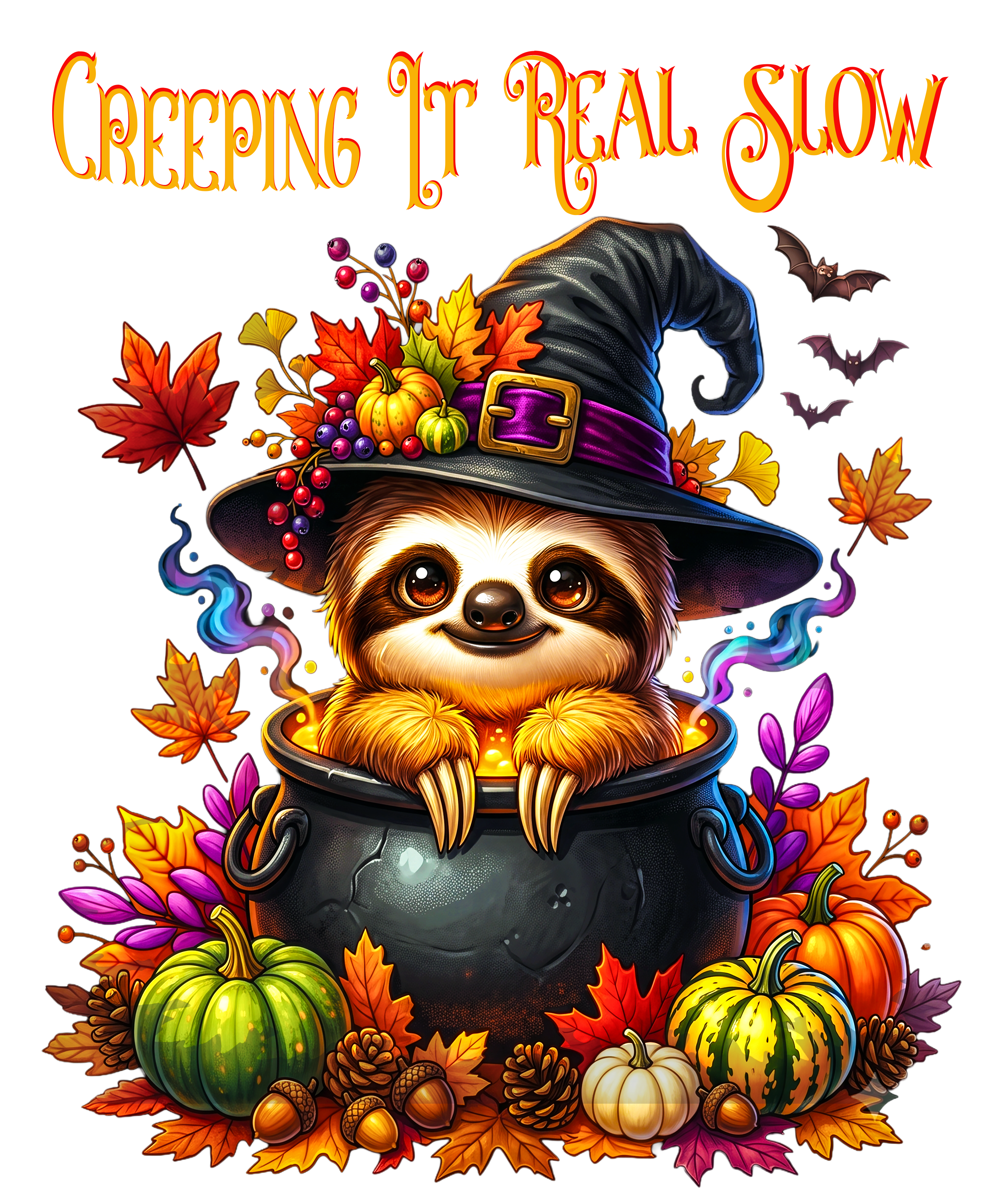 Creeping It Real Slow Sloth Witch Halloween T-Shirt